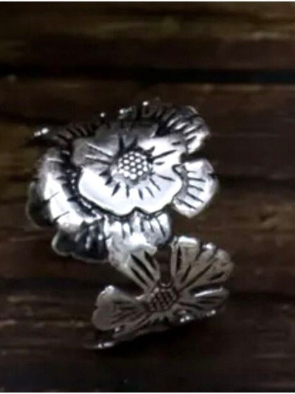 FLOWER ADJUSTABLE RING ZINC ALLOY #2